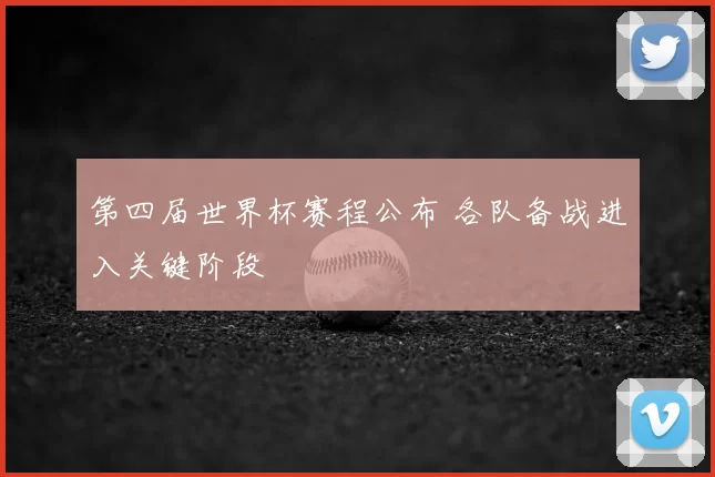 第四届世界杯赛程公布 各队备战进入关键阶段